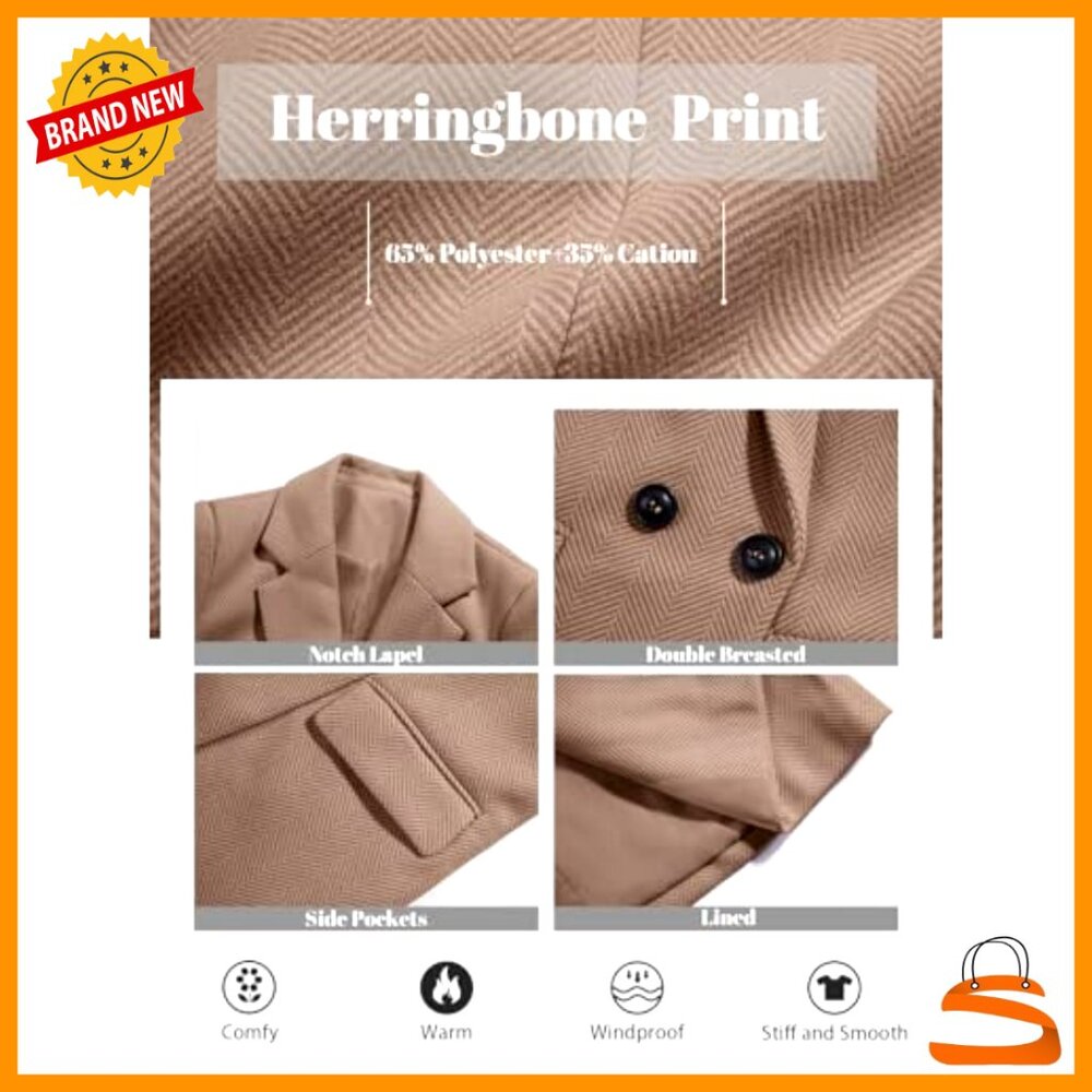 Double Breasted Trench Coat Classic Chic Longline Blazer Jacket Office Wear - Picture 5 of 7